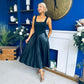 Frankie Faux Leather A-line Midi Dress Black
