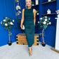 Brona Draped Sash Midi Dress Forest