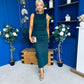 Brona Draped Sash Midi Dress Forest