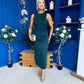 Brona Draped Sash Midi Dress Forest