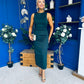 Brona Draped Sash Midi Dress Forest