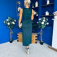 Brona Draped Sash Midi Dress Forest