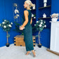 Brona Draped Sash Midi Dress Forest