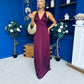 Julie Satin Slinky Occasion Dress Burgundy
