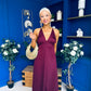 Julie Satin Slinky Occasion Dress Burgundy