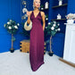 Julie Satin Slinky Occasion Dress Burgundy