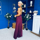 Julie Satin Slinky Occasion Dress Burgundy