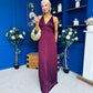 Julie Satin Slinky Occasion Dress Burgundy