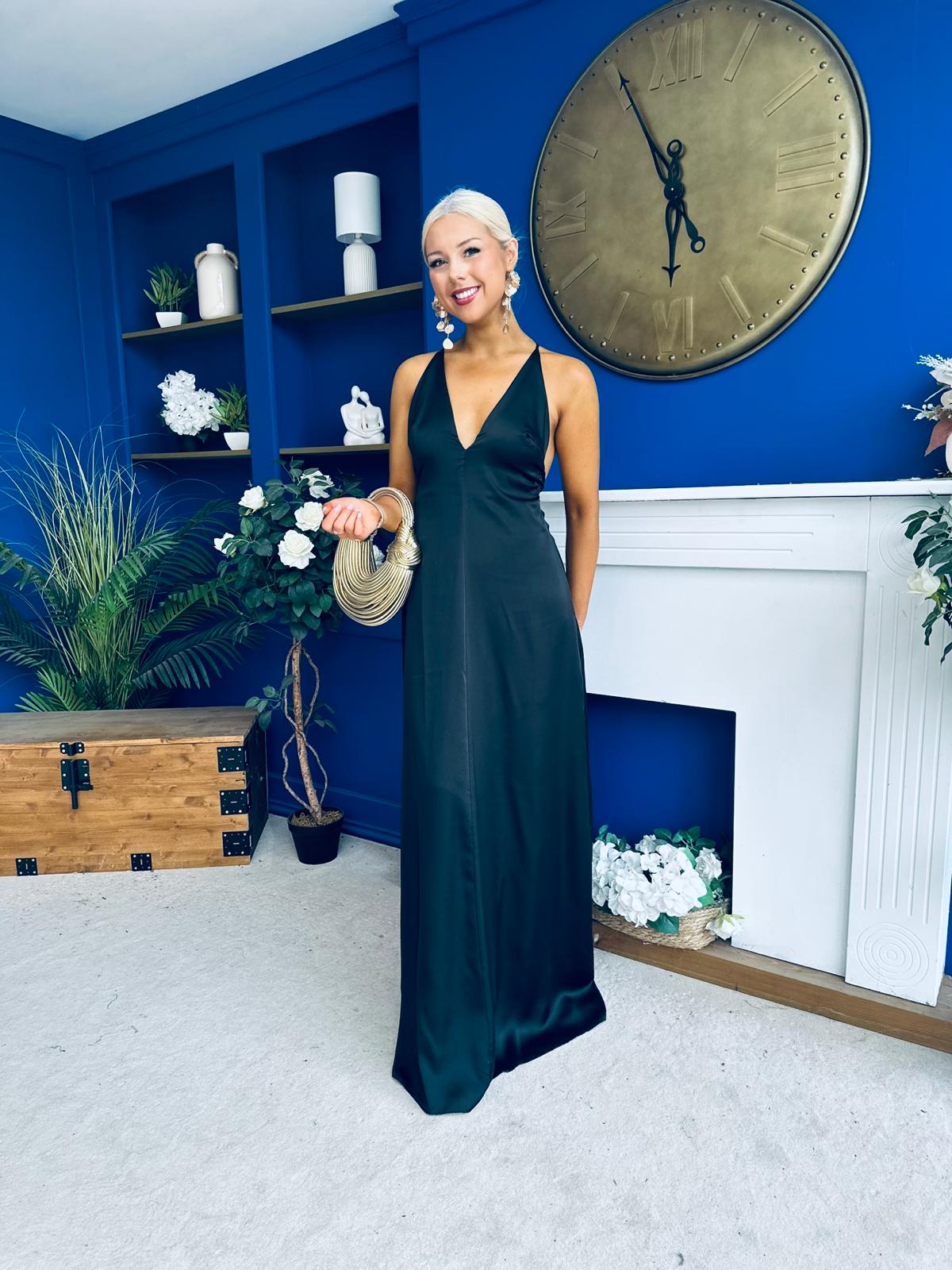 Julie Satin Slinky Occasion Dress Black
