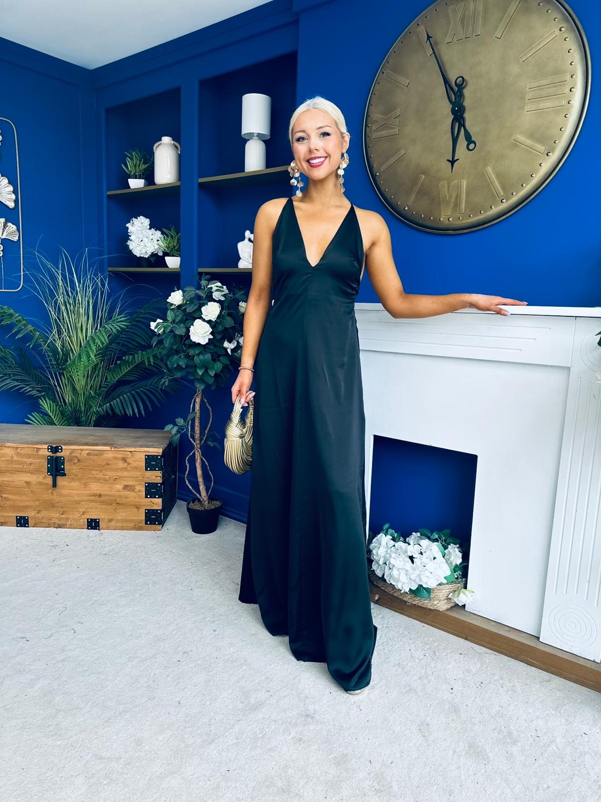 Julie Satin Slinky Occasion Dress Black