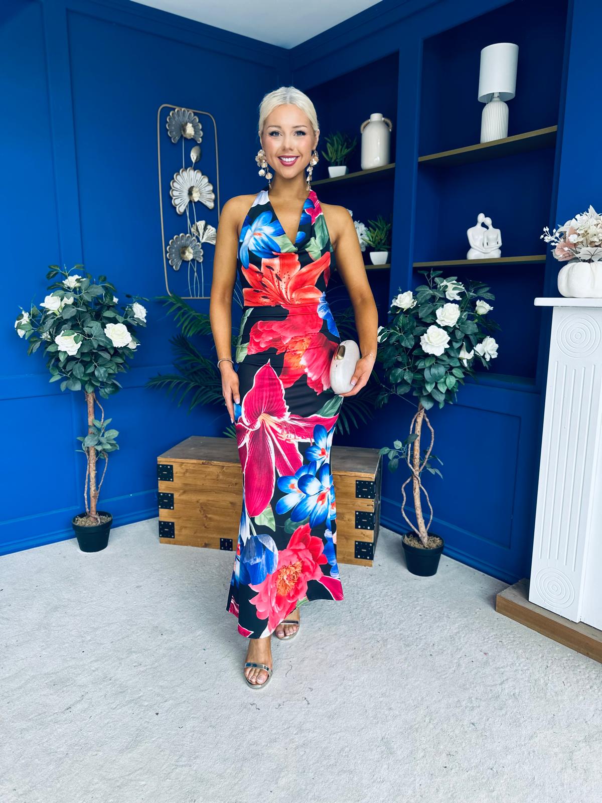 Kendra Open Back Bodycon Occasion Dress Floral