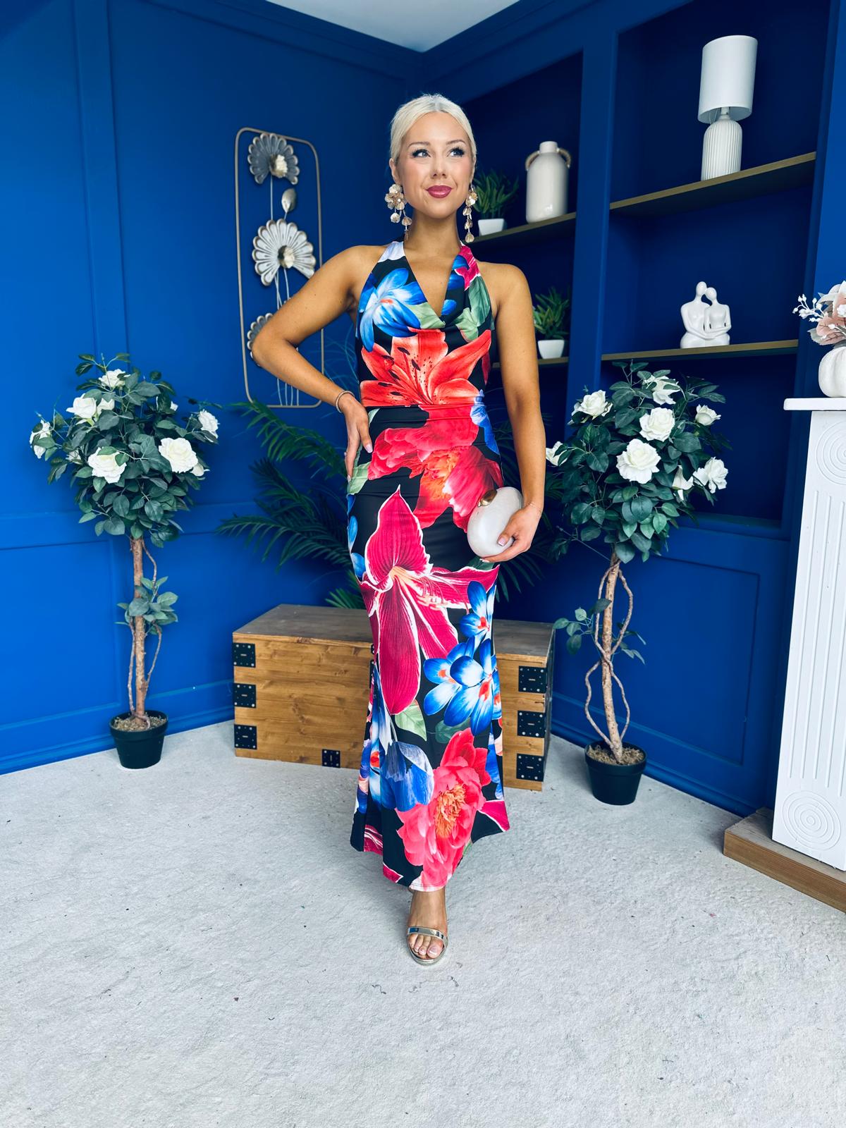 Kendra Open Back Bodycon Occasion Dress Floral