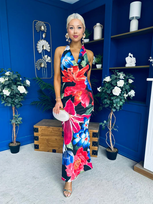 Kendra Open Back Bodycon Occasion Dress Floral