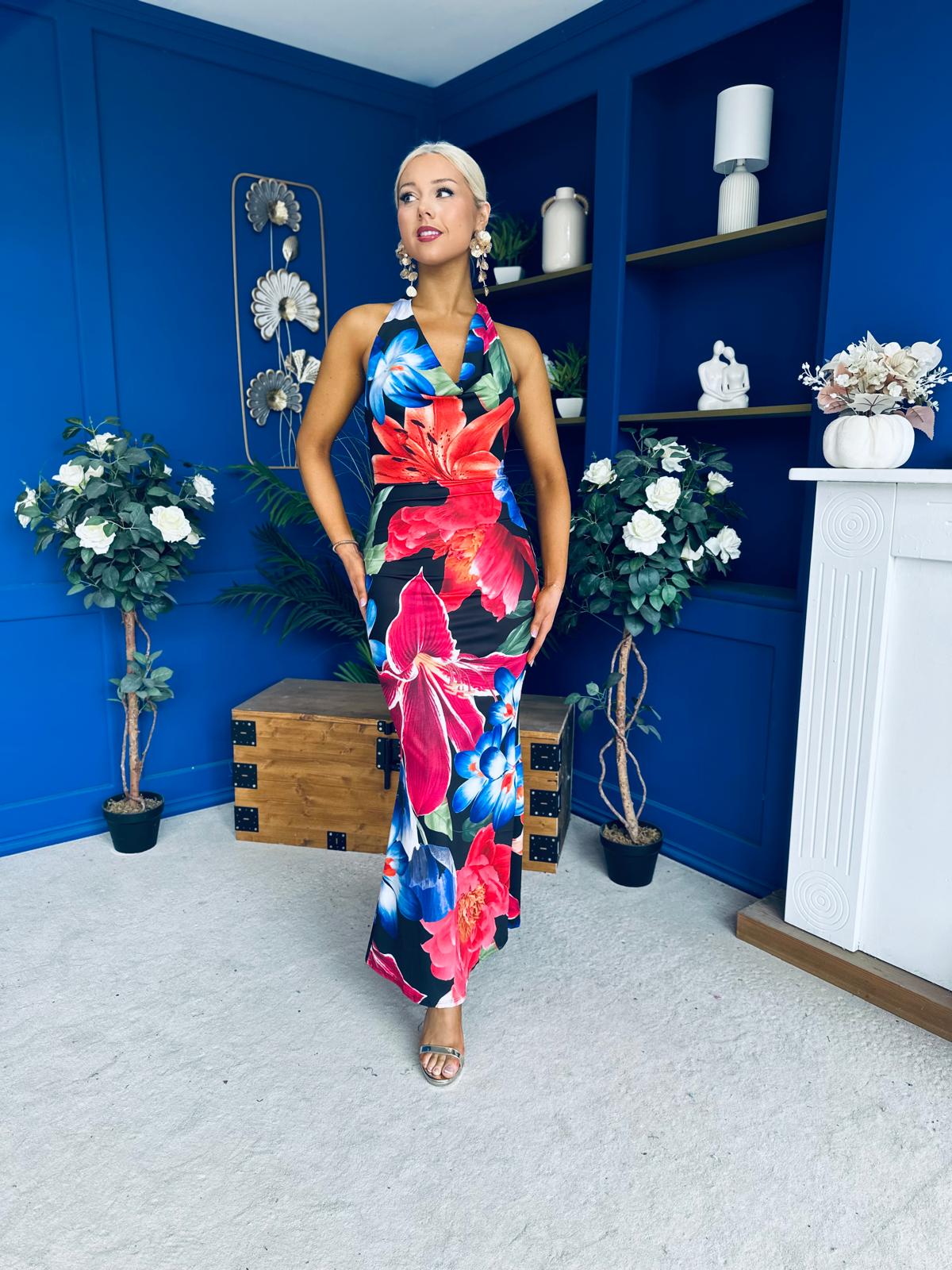 Kendra Open Back Bodycon Occasion Dress Floral