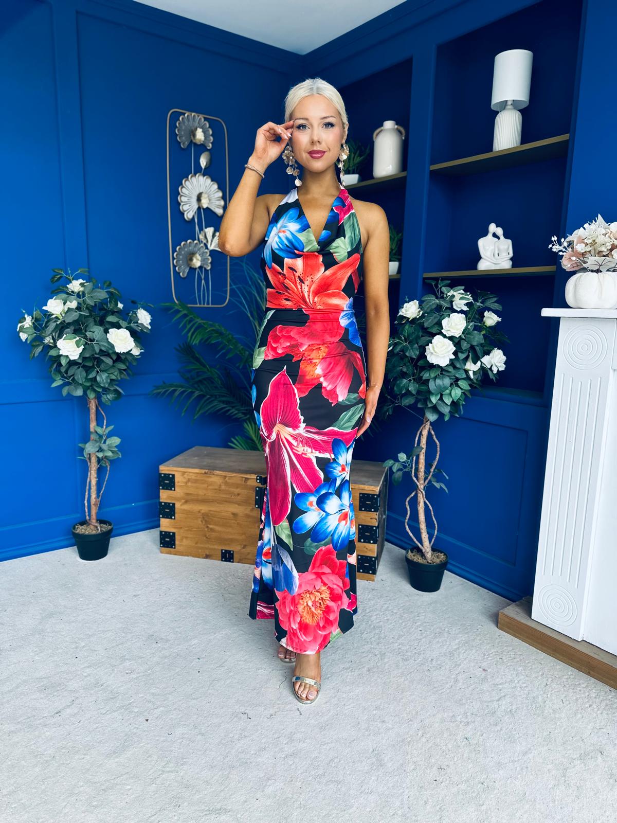 Kendra Open Back Bodycon Occasion Dress Floral