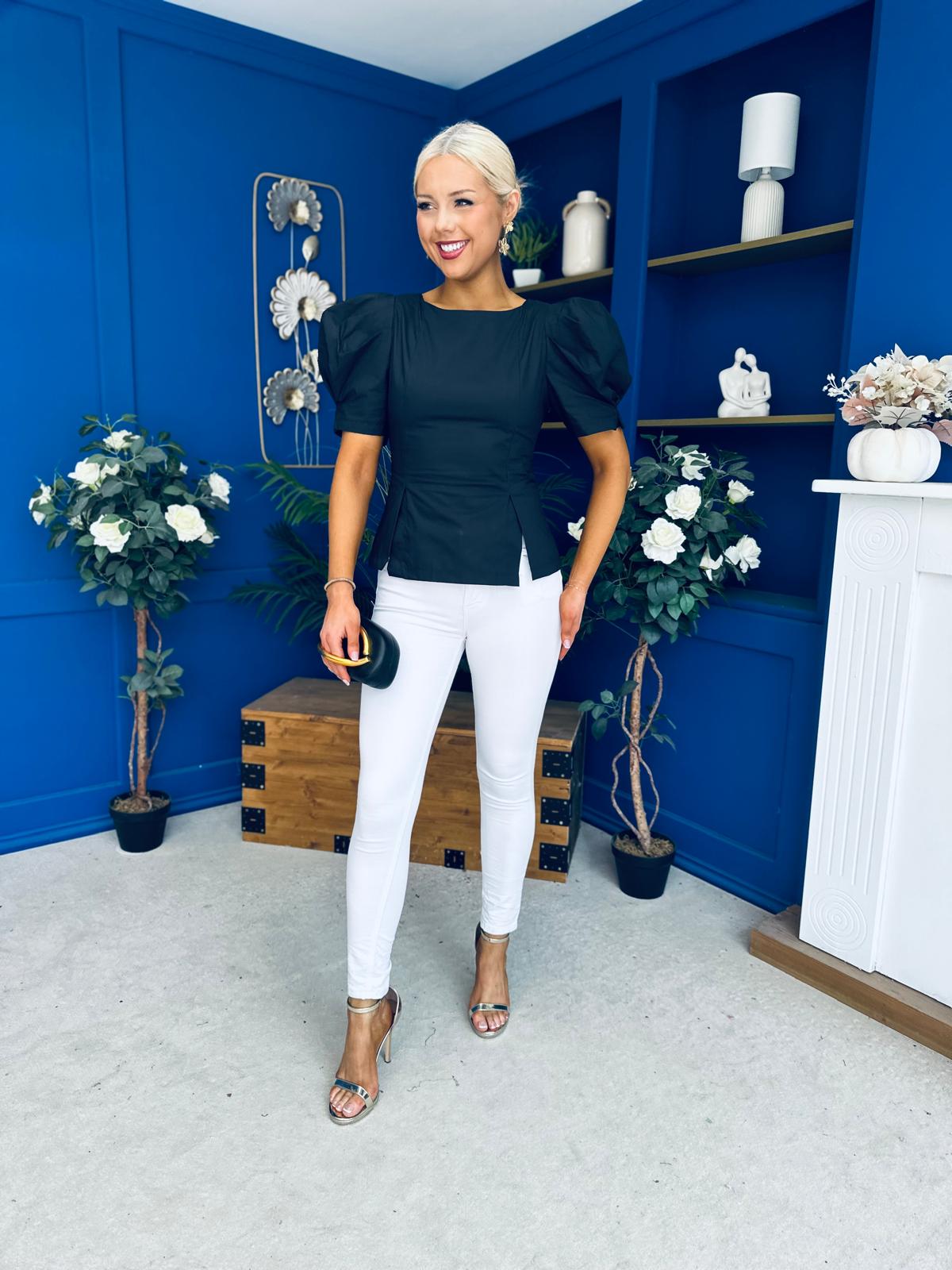 Alexandra Puff Sleeve Top Black