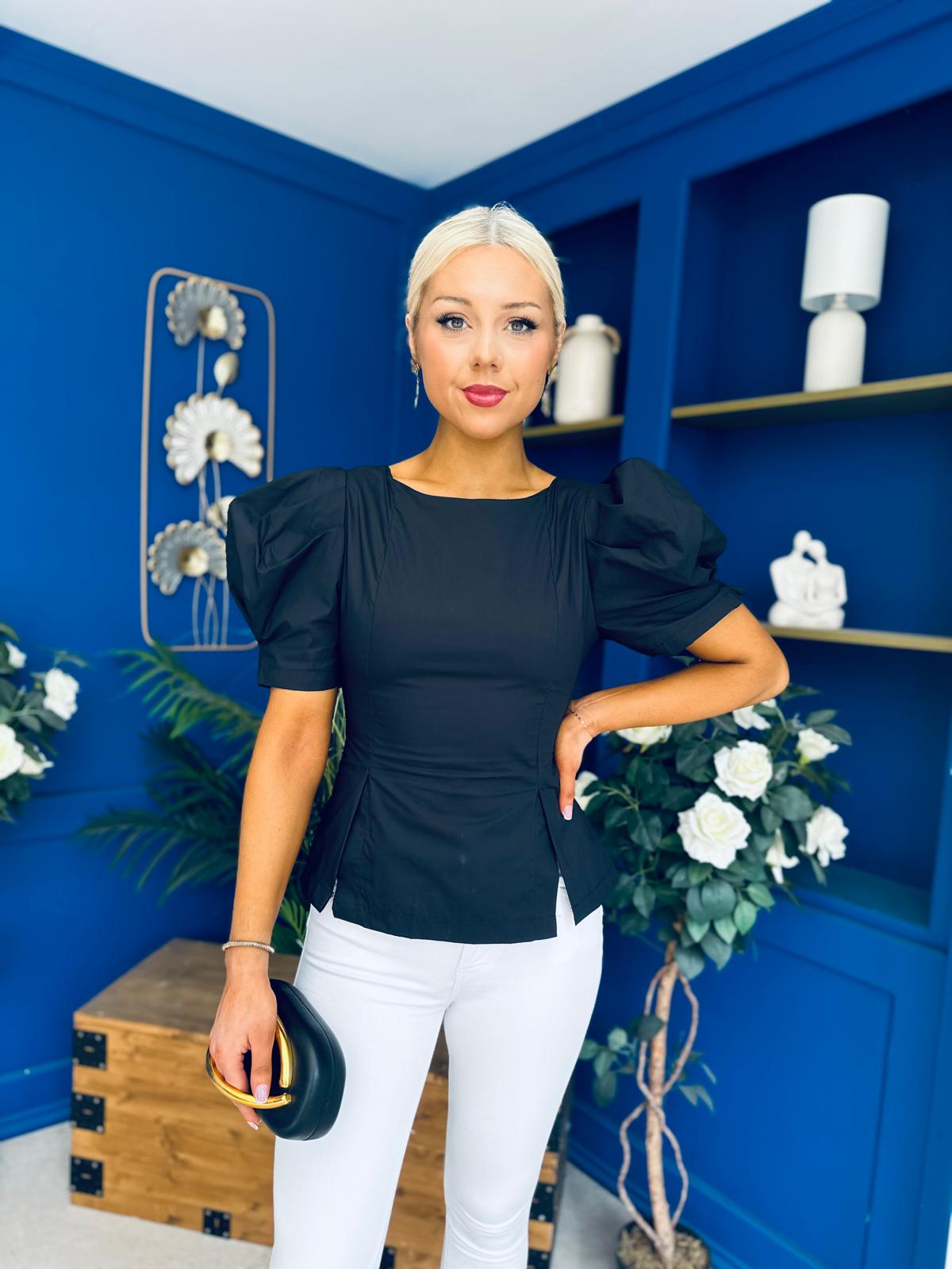 Alexandra Puff Sleeve Top Black