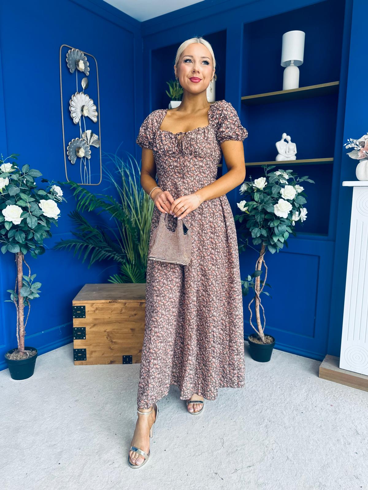 Vanisa Midi Dress Floral Mocha