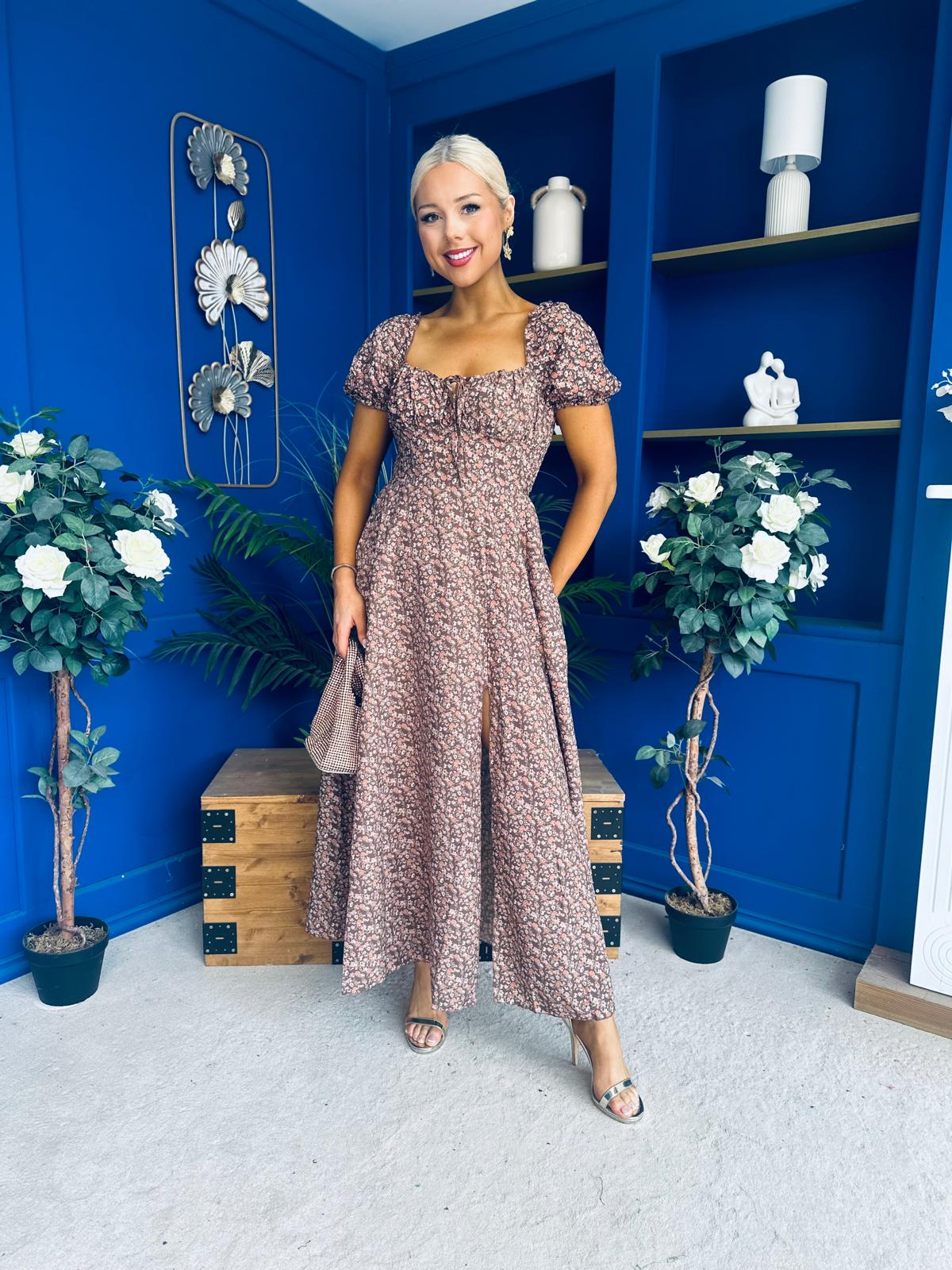 Vanisa Midi Dress Floral Mocha