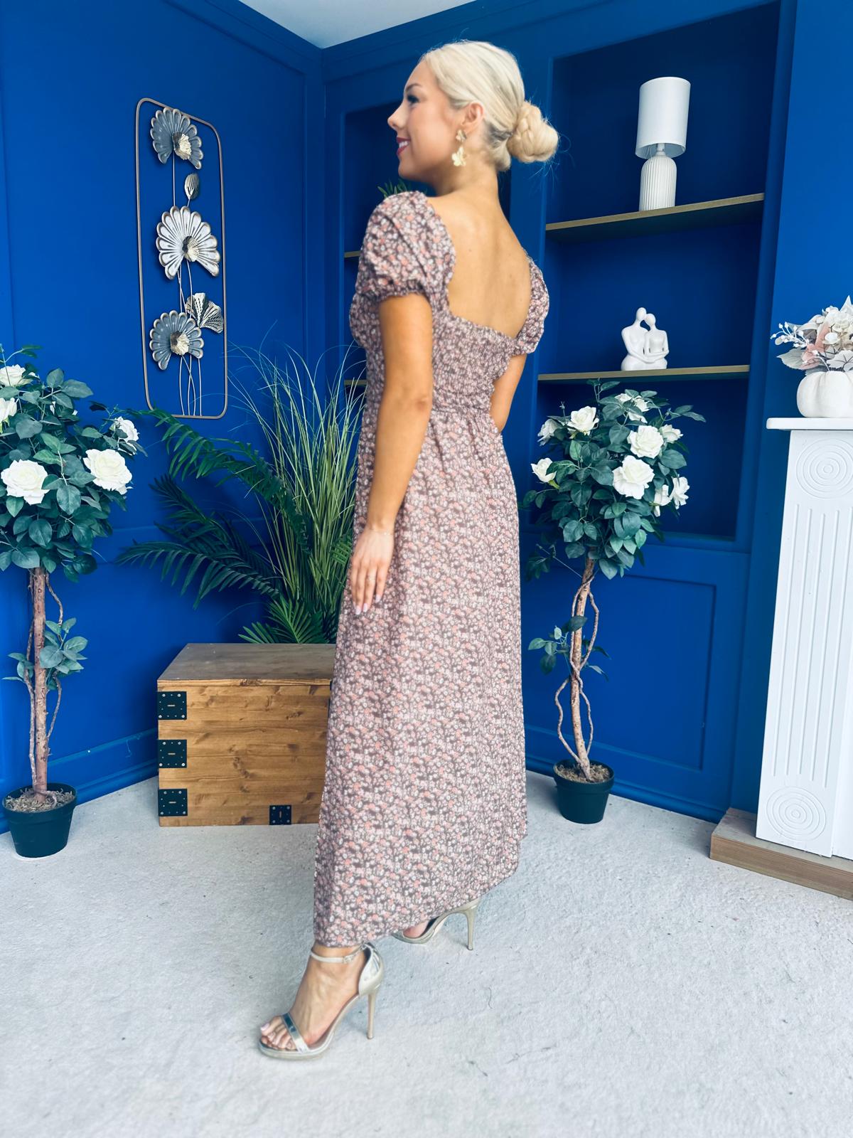 Vanisa Midi Dress Floral Mocha