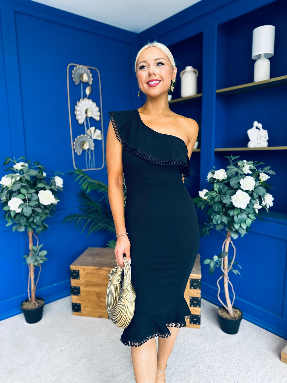Sadie One Shoulder Mini Black
