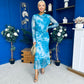 Gigi Mesh Midi Dress Marble Blue