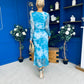 Gigi Mesh Midi Dress Marble Blue