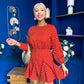 Terri Polka Mini Dress Burnt Orange