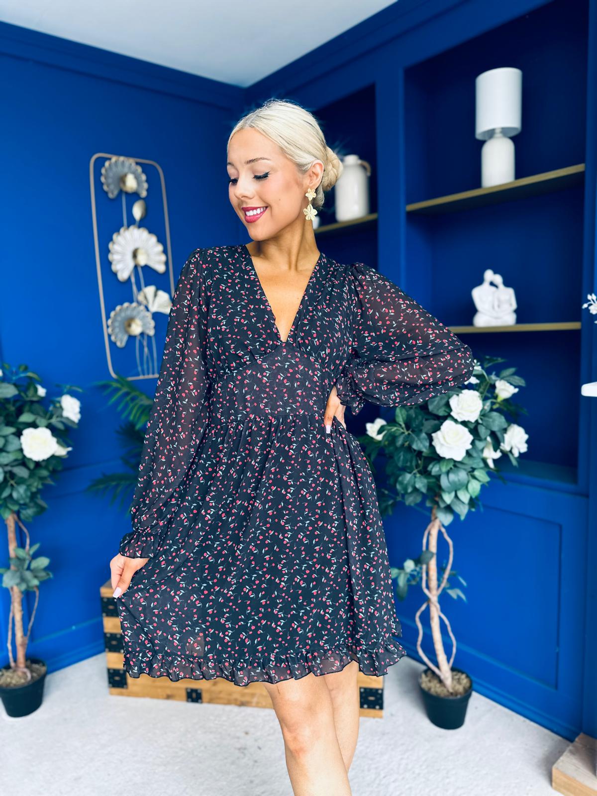 Candy Mini Dress Floral Black