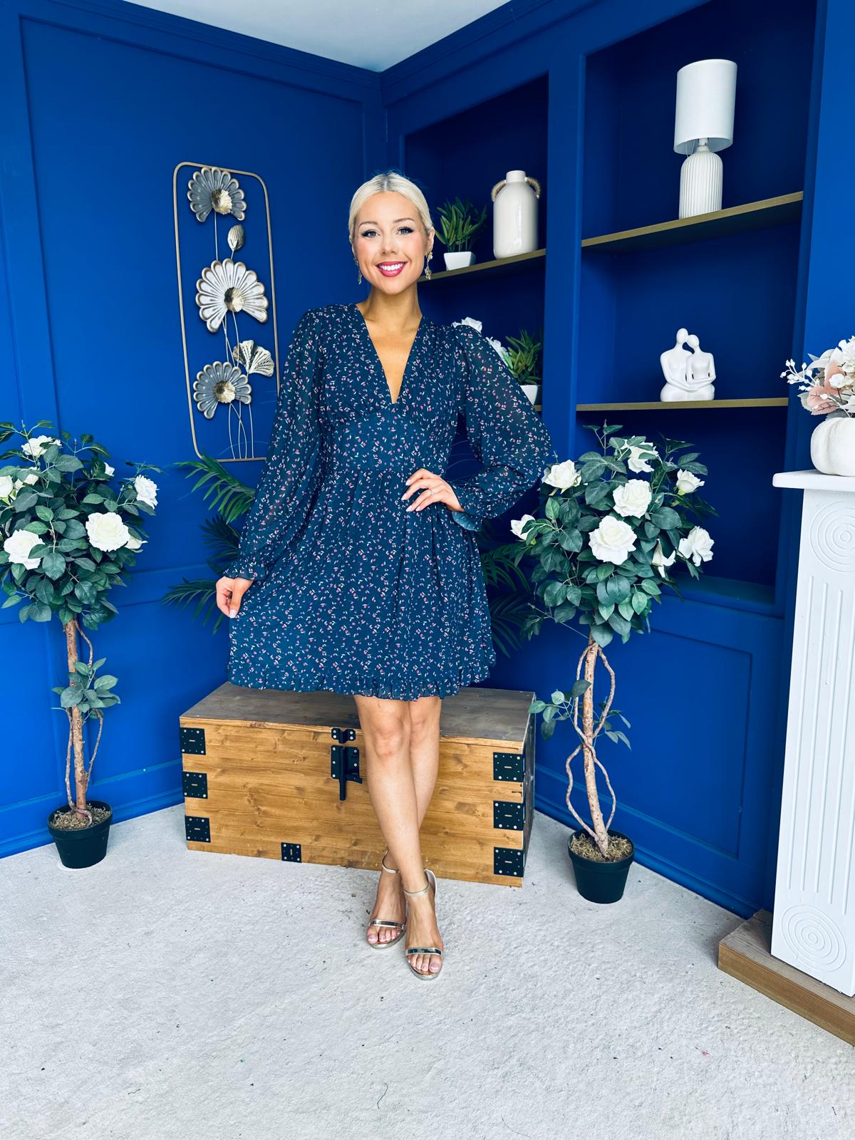Candy Mini Dress Floral Navy