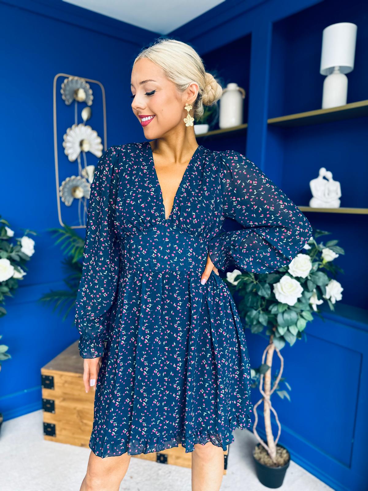 Candy Mini Dress Floral Navy