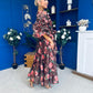 Verona Frill Sleeve Occasion Dress Floral Chocolate