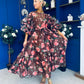 Verona Frill Sleeve Occasion Dress Floral Chocolate