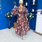Verona Frill Sleeve Occasion Dress Floral Chocolate