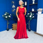 Jennifer Detailed Occasion Dress Metallic Rouge