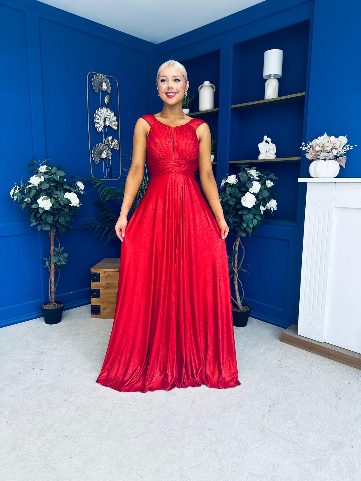 Jennifer Detailed Occasion Dress Metallic Rouge