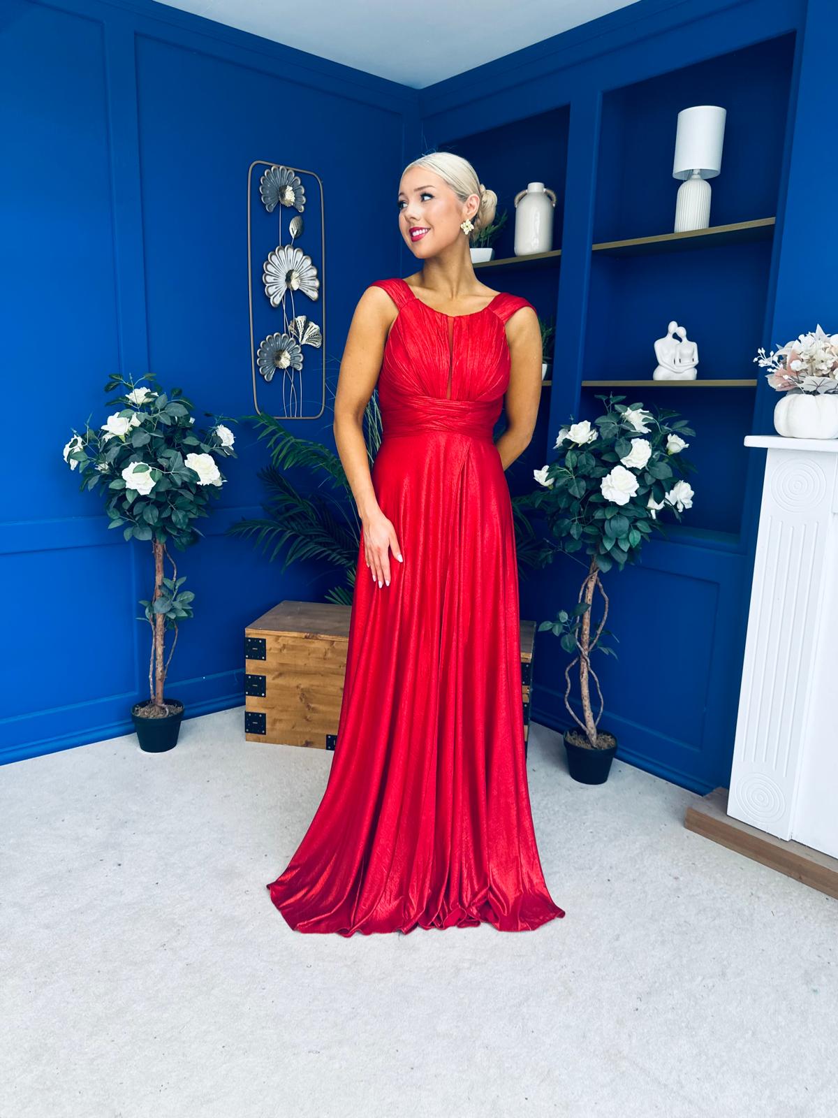 Jennifer Detailed Occasion Dress Metallic Rouge