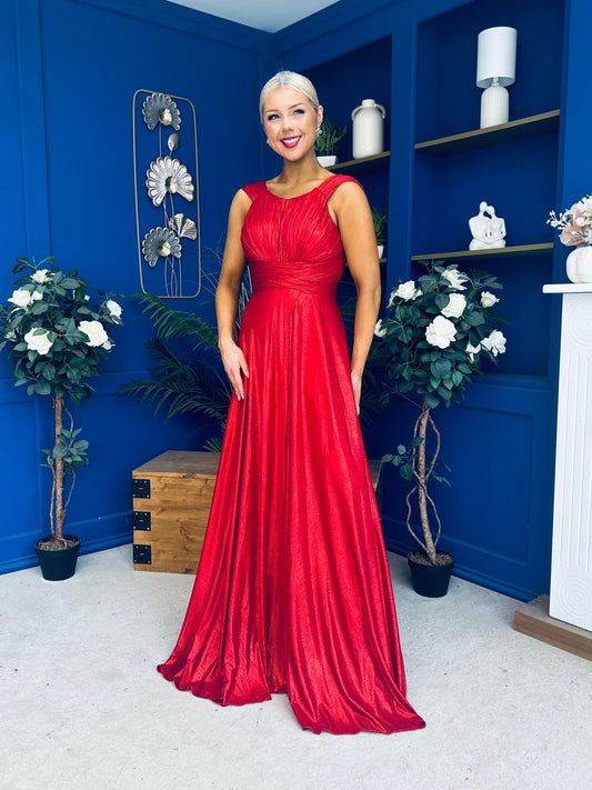 Jennifer Detailed Occasion Dress Metallic Rouge