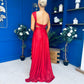 Jennifer Detailed Occasion Dress Metallic Rouge