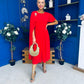 Caoimhe Cape Detail Midi Dress Red