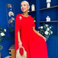 Caoimhe Cape Detail Midi Dress Red