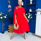 Caoimhe Cape Detail Midi Dress Red