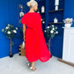 Caoimhe Cape Detail Midi Dress Red