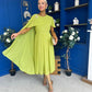Caoimhe Cape Detail Midi Dress Pistachio
