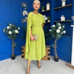 Caoimhe Cape Detail Midi Dress Pistachio