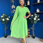 Caoimhe Cape Detail Midi Dress Apple Green