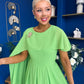 Caoimhe Cape Detail Midi Dress Apple Green