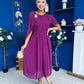 Caoimhe Cape Detail Midi Dress Berry