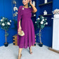 Caoimhe Cape Detail Midi Dress Berry