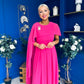 Caoimhe Cape Detail Midi Dress Hot Pink